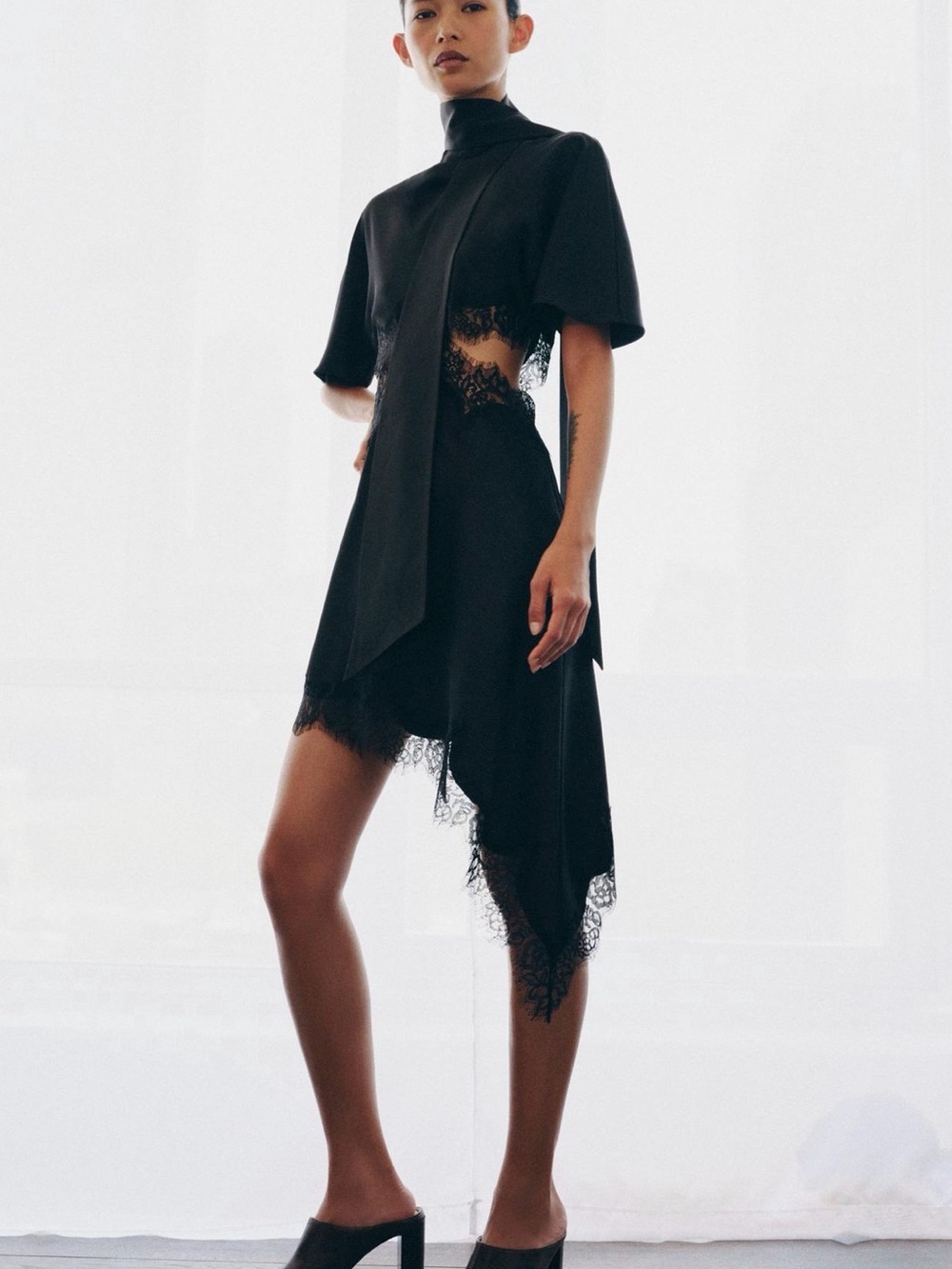 SATIN EFFECT LACE DRESS ZW COLLECTION